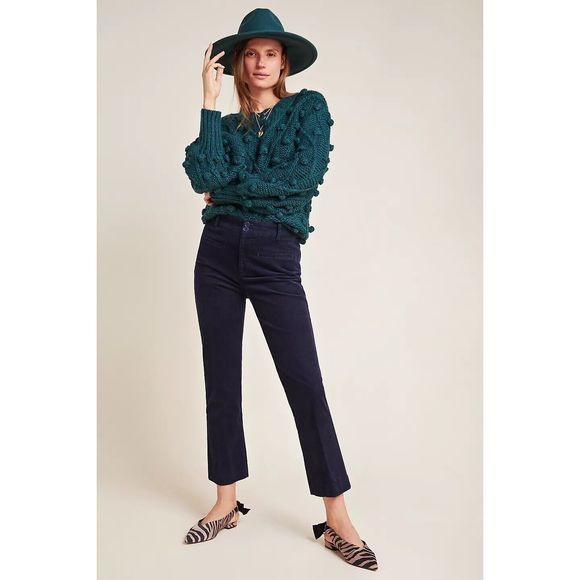 NWT Anthropologie The Essential Corduroy Cropped Flare Trousers Size 2. A42 - Picture 6 of 11